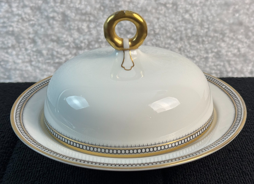 VTG Heinrich H&Co Selb Bavaria Lidded Butter Dish Bone China Imperial Pattern